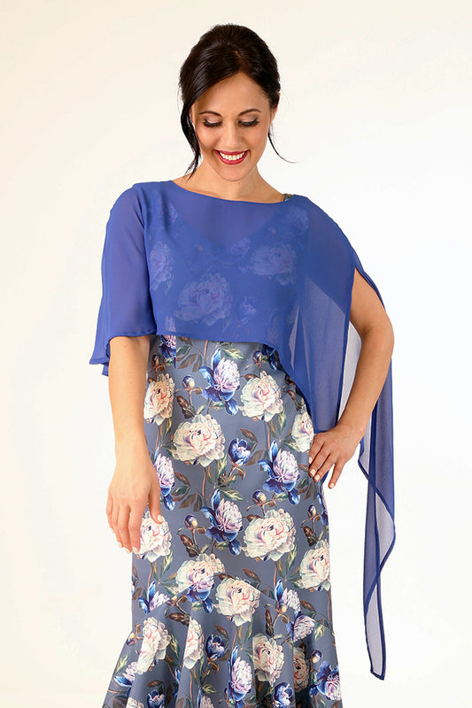 jana cape top in cobalt blue