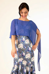 jana cape top in cobalt blue