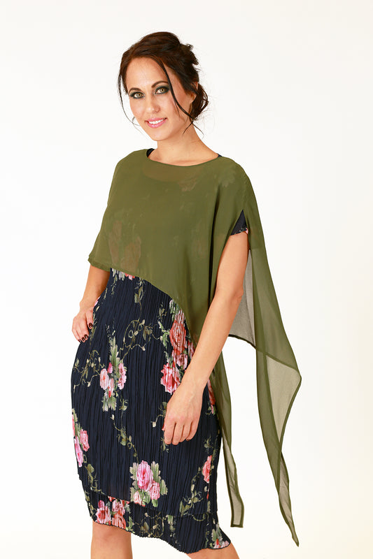 jana jem sheer cape top in olive