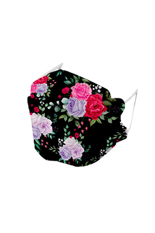 KF94 Breathable Non Medical Face Mask - Black Floral - Pack of 10