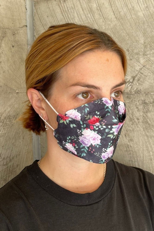 KF94 Breathable Non Medical Face Mask - Black Floral - Pack of 10