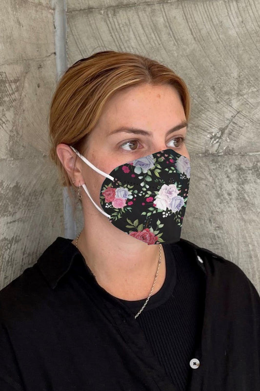 Unisex KN95 Respirator Non Medical Face Mask - Pack of 10 - Black Floral
