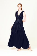 kyra bella bridesmaid dress in navy with cowl neck or high neck reversable