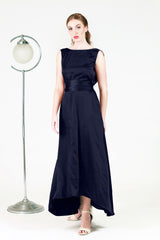 kyra bella bridesmaid dress in navy with cowl neck or high neck reversable