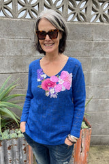 Bespoke Lacey Motif Jumper - Blue