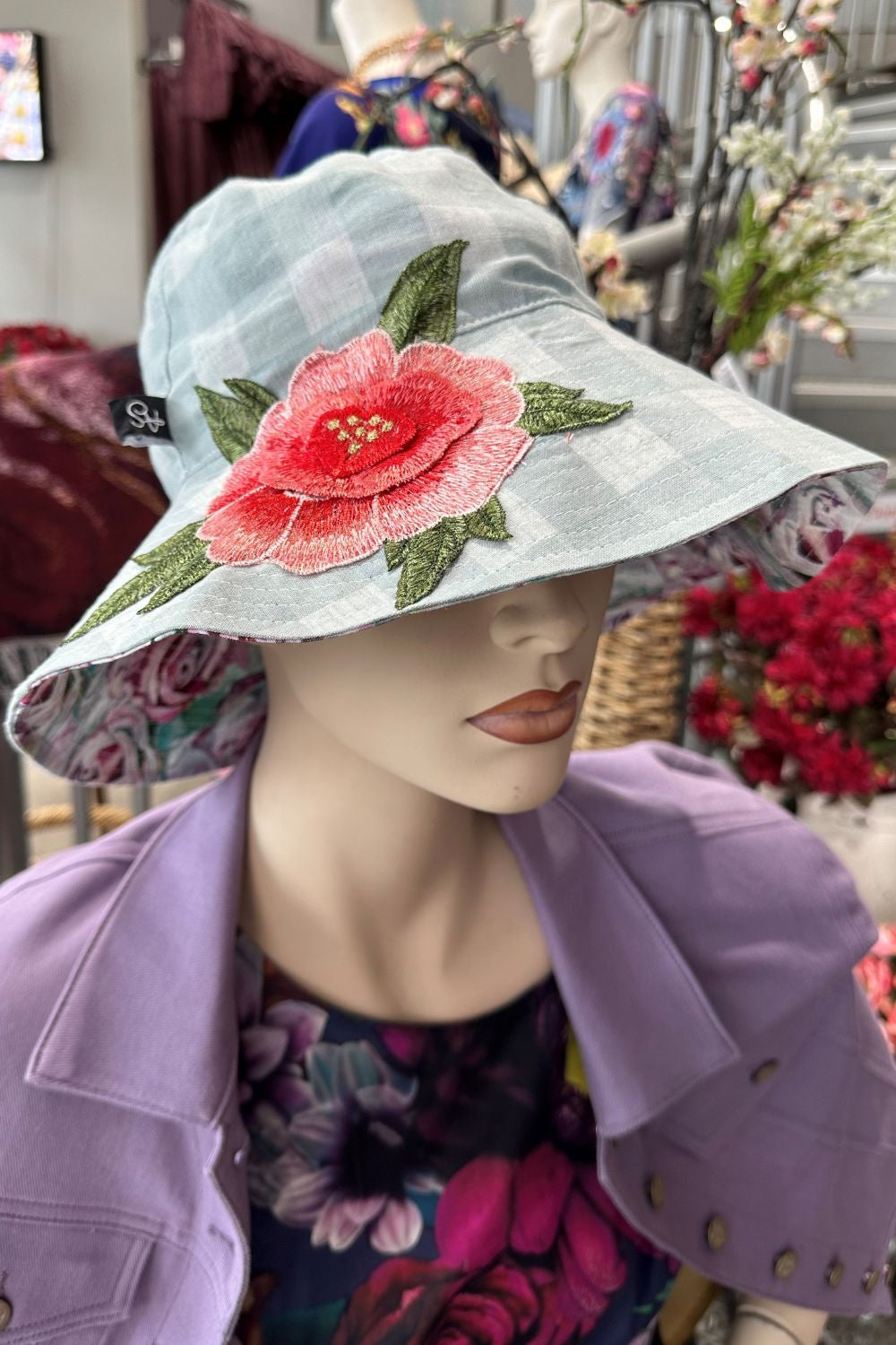 Eden Linen Bucket Hat - Peach Flower