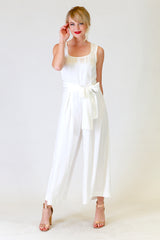 lucy lana jumpsuit in white, front view 