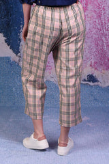 model wearing luka lilly pink plaid pants