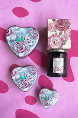 annah stretton magic tins gift pack, pink stacking heart tins and candle