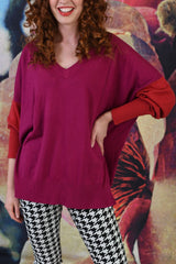 Maura Cashmere Cotton Jumper - Magenta