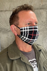 Men's Reusable Cotton Mask Pack - Tartan & Navy - Pack of 3