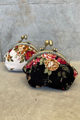 Designer Floral Coin Purse Black