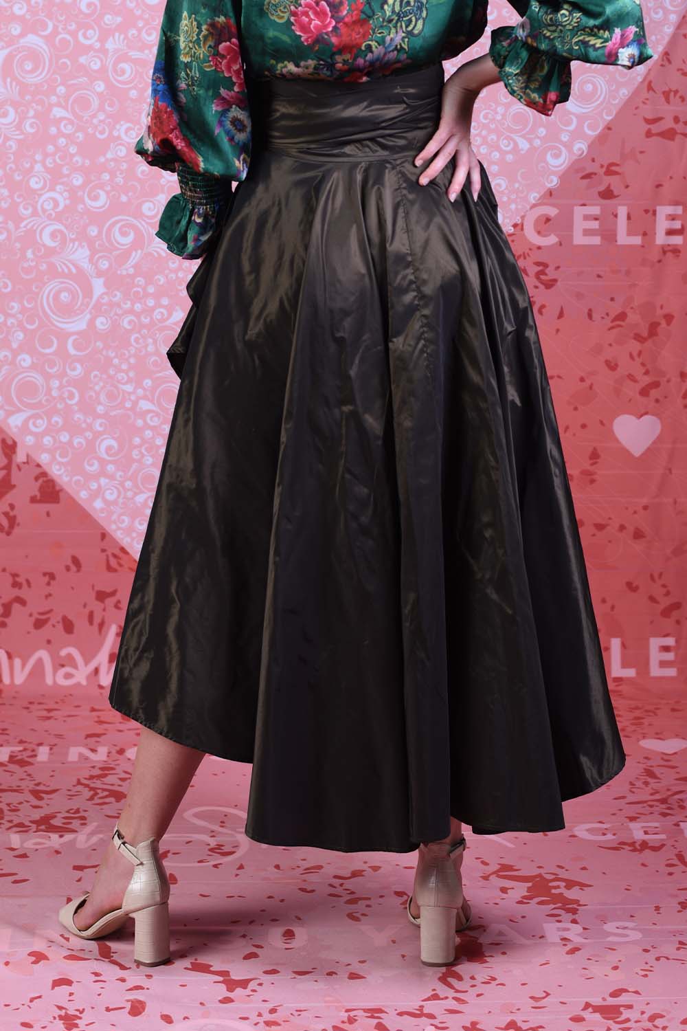 Back of Miriam Max skirt in gold by Annah Stretton