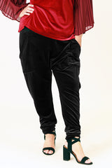 missie jogger velvet drop crotch pant in black