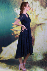 Side of the Annah Stretton Moonlight Dress in navy