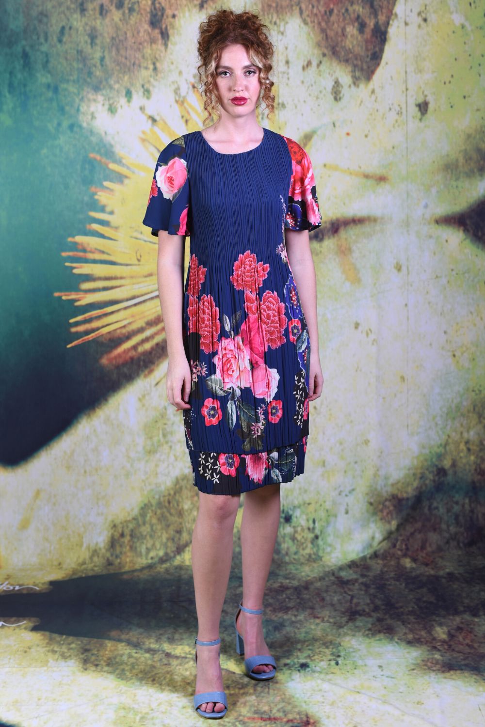 Further shot of whole Pleat Me Juliet dress in Peony