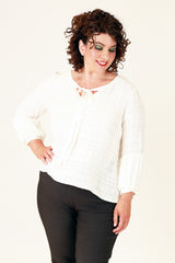 poison ivy top in cream with puff sleeve