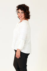 poison ivy top in cream with puff sleeve