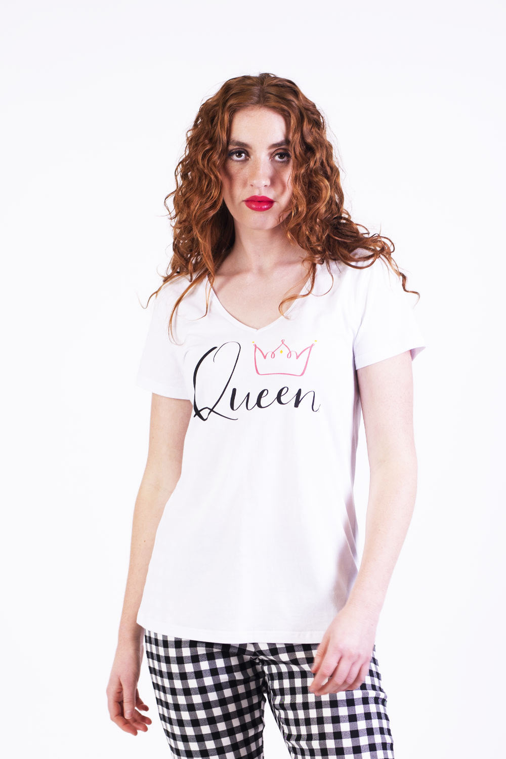 queen white t shirt crown logo short sleeve tee