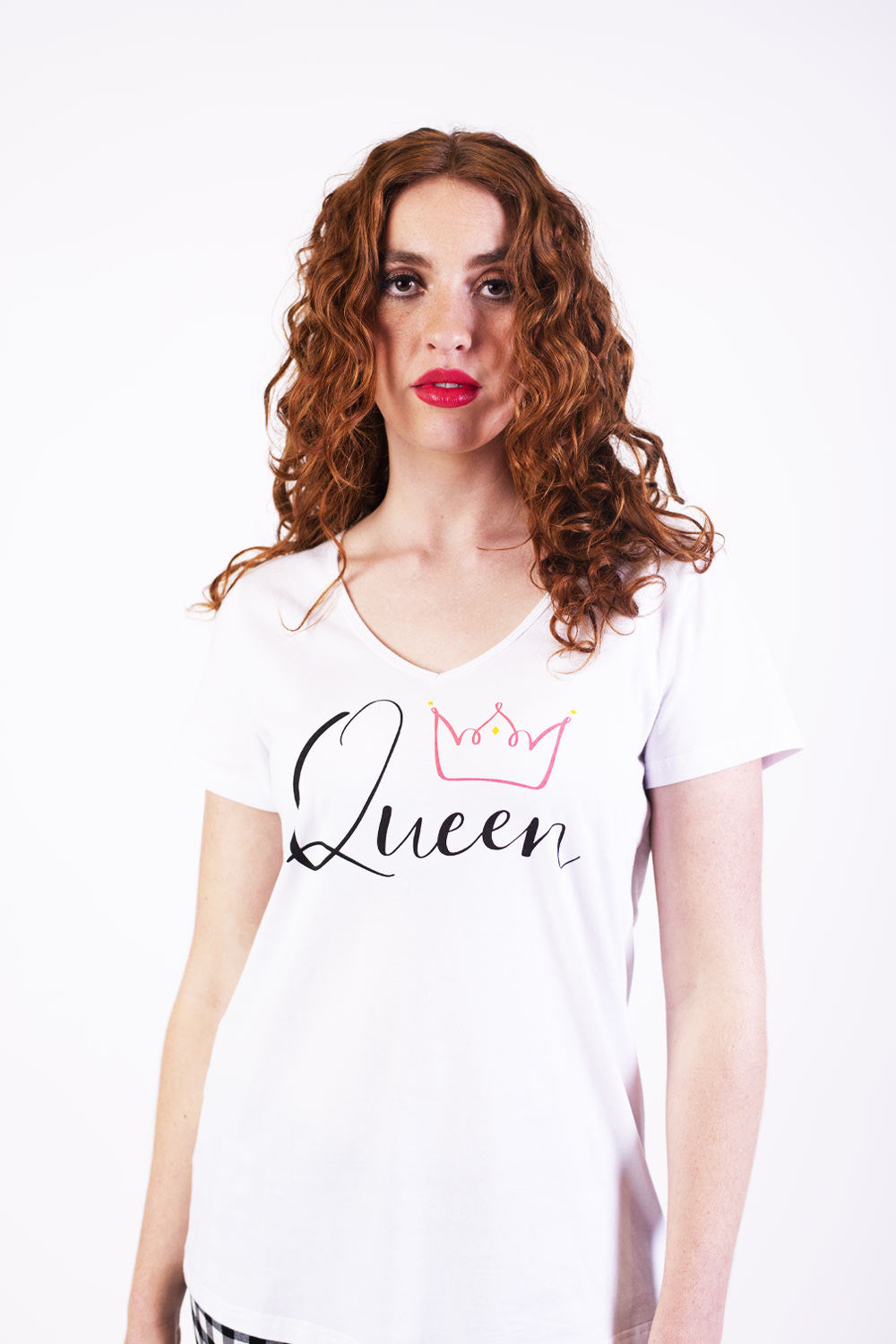 queen white t shirt crown logo short sleeve tee