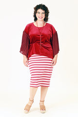 queenie pink striped bodycon midi skirt