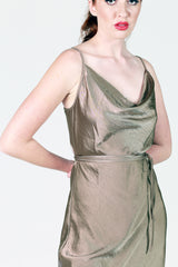 ruby bridesmaid maxi dress in beige with cowl neck 