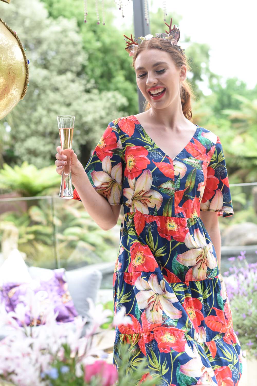 model wearing sunday sonny navy dress