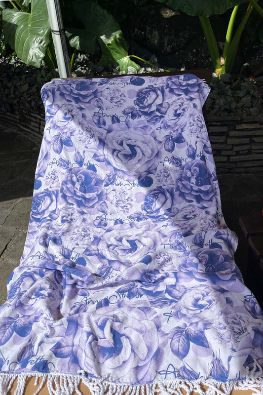 Annah Stretton Cotton turkish towel blue floral print