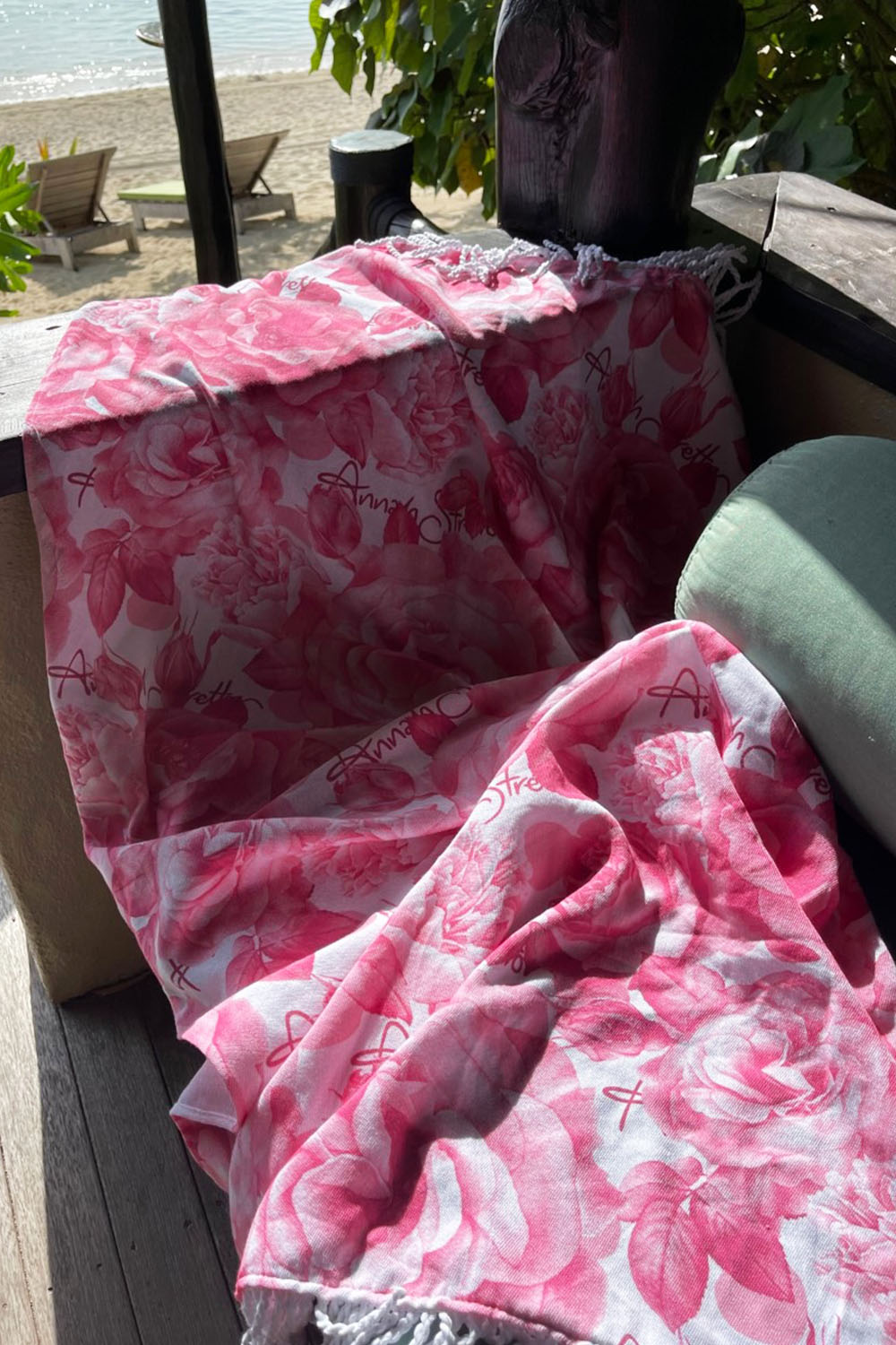 Annah Stretton Cotton turkish towel pink floral print