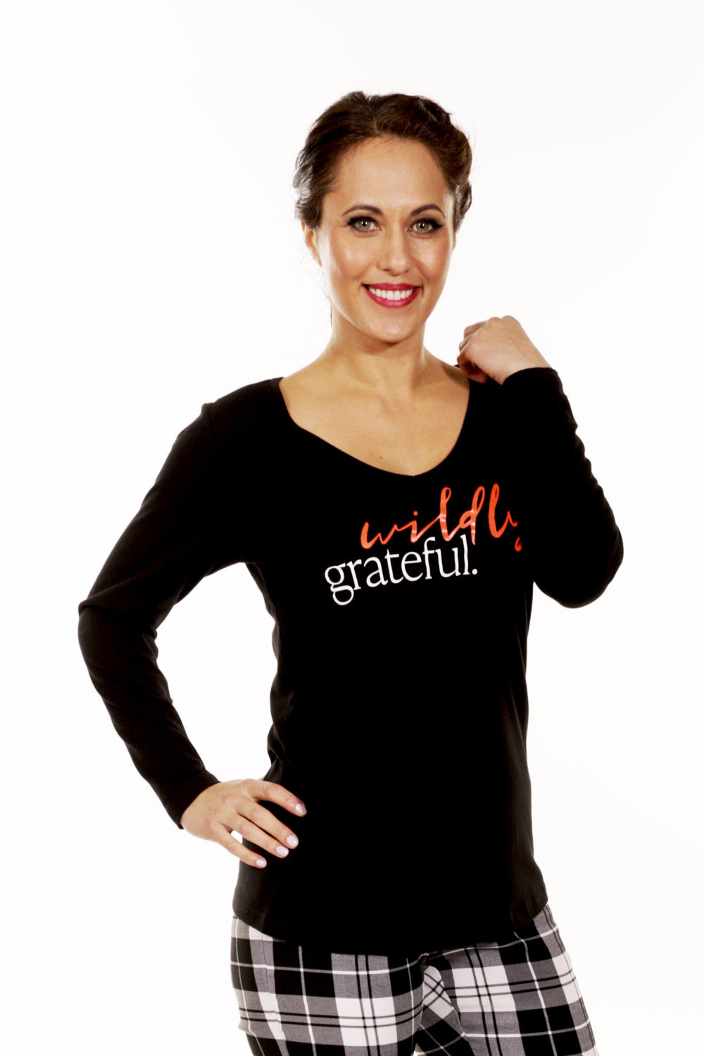 wildly grateful long sleeve tee in black