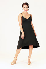 zita zara aline slip in black, v neckline 