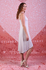 model wearing zita zara aline silver slip