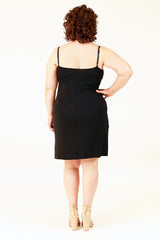 zita ze slip in black, knee length slip, v neck line